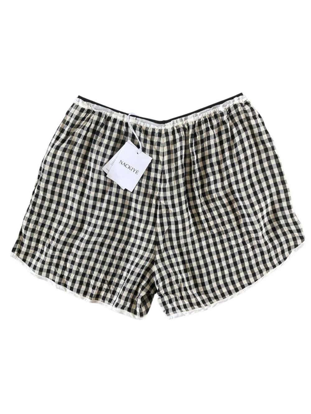 Nackiy Short But Sweet Gingham Nwt Check Olympic Shorts In Noir Vichy — image 5 of 8
